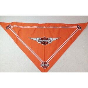 Vtg 2001 Harley-Davidson Orange Dog Bandanna Triangle Logo Pet Gear